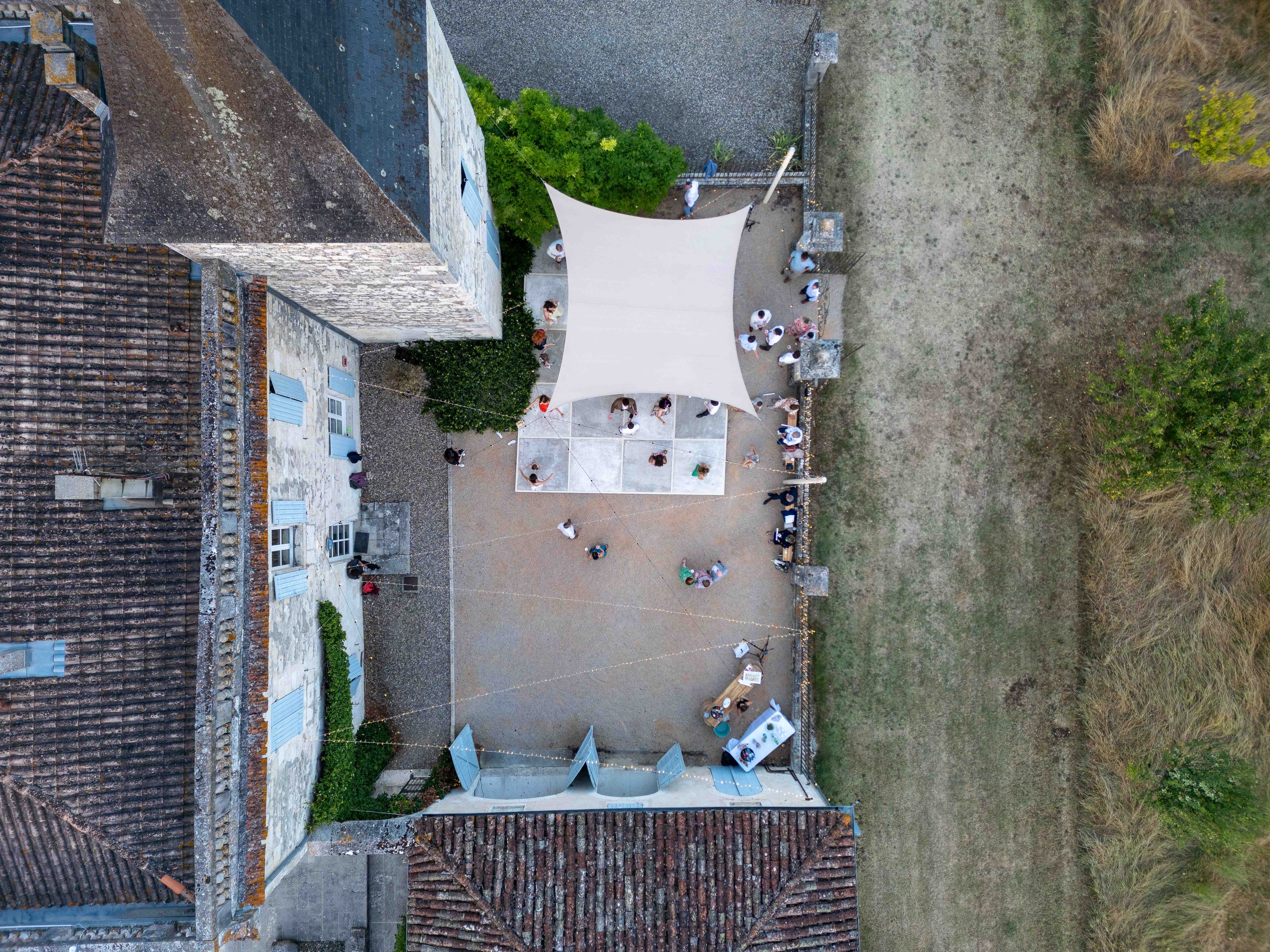 Aerial view of wedding — Château Naudou